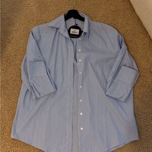 White Fox Boutique Blue Striped Button Down Shirt